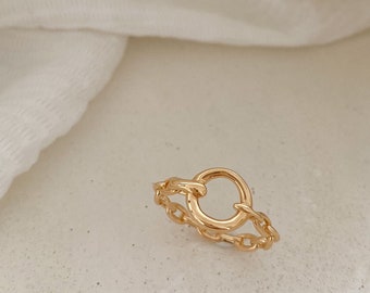 Bague maillons de chaîne plaqué or pour femme, bague minimaliste, idée cadeau femme, cadeau anniversaire femme