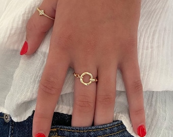 Trendy chain-style ring in 18k gold plating for women, geometric ring, chic modern gold ring, gift for women