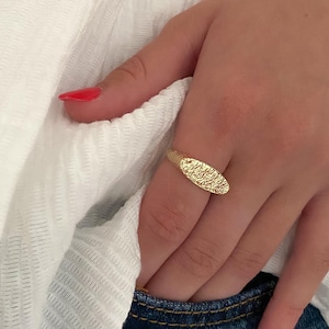 Anel de sinete banhado a ouro para mulheres, anel moderno, presente feminino
