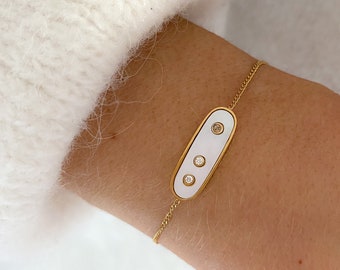 Bracelet fin en nacre et acier inoxydable doré pour femme, cadeau pour femme