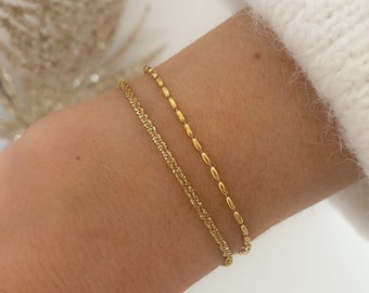 Double chain bracelet in gold stainless steel for women, gifts for women