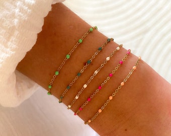 Bracelet fin chaine colorées acier inoxydable pour femme, bracelet minimaliste, bracelet été, cadeau pour femme