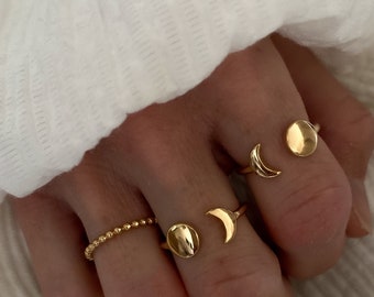 Gold-plated moon ring for women, star ring, minimalist ring, original ring, women's birthday gift, women's gift