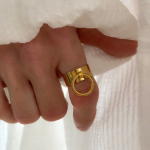Adjustable gold stainless steel tassel ring for women, adjustable, gift for women image 1