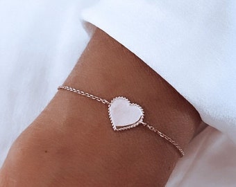 Gold plated heart bracelet for women, minimalist bracelet, lovers bracelet, women's wedding gift, women's gift