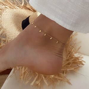 Stainless steel ankle bracelet for women, golden anklet, ankle jewelry, minimalist chain, water resistant