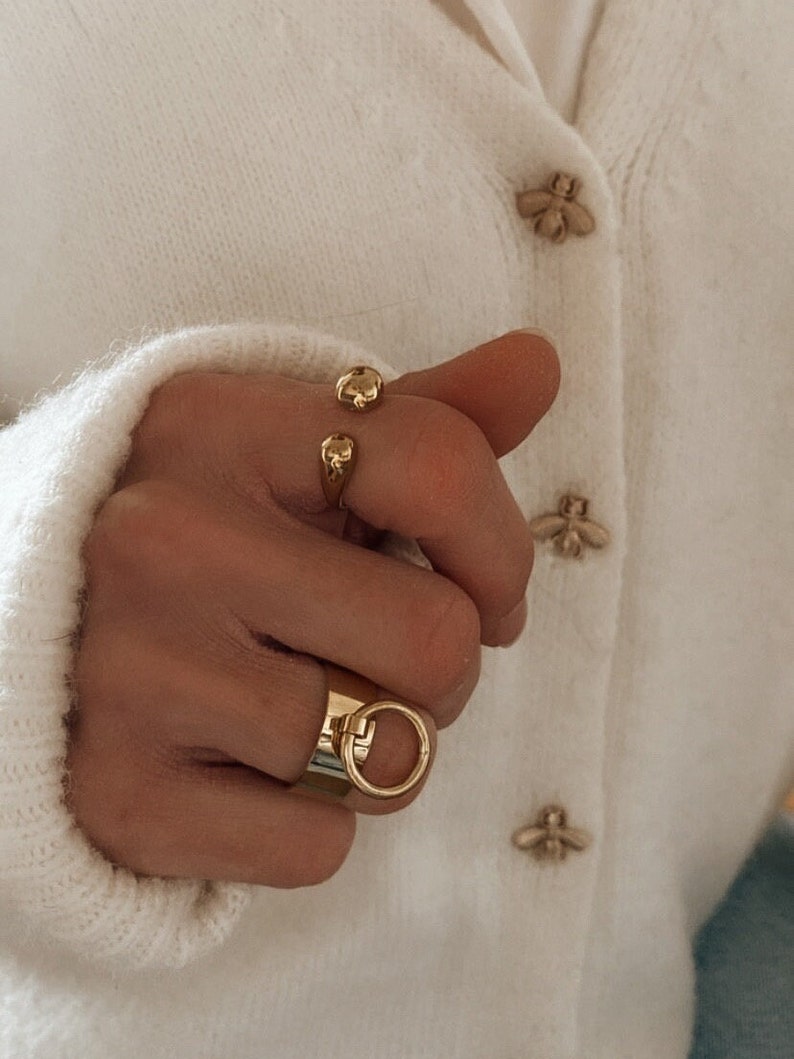 Adjustable gold stainless steel tassel ring for women, adjustable, gift for women image 8