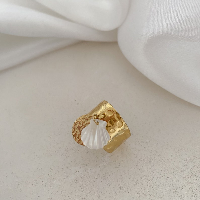 Verstellbarer Muschelring aus goldenem Edelstahl für Damen, verstellbarer Ring, Sommerring für Damen, Geschenk für Damen Bild 5