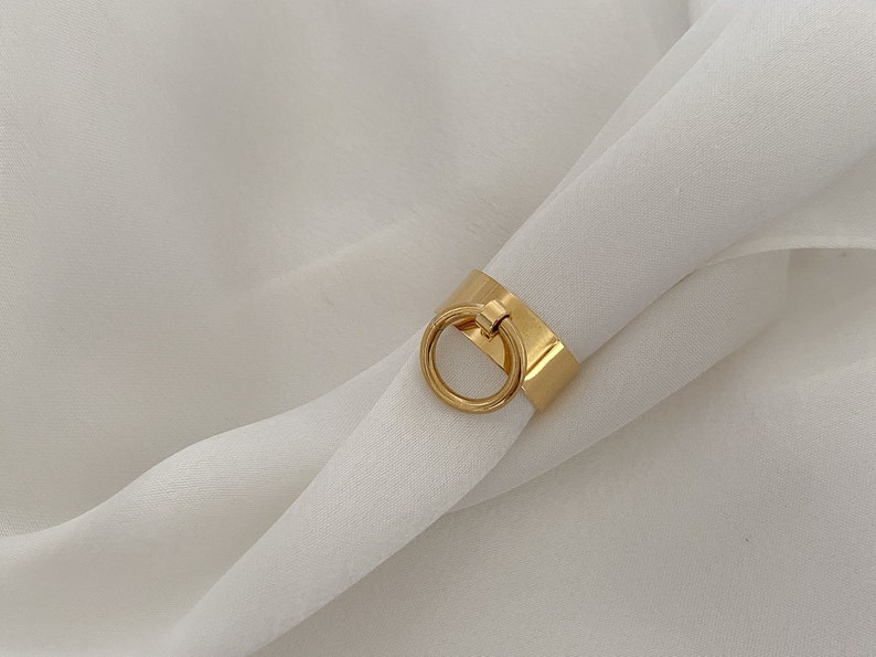 Adjustable gold stainless steel tassel ring for women, adjustable, gift for women image 3
