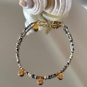 Fine bracelet made of natural stone beads in stainless steel for women, delicate bracelet, women&#39;s gift