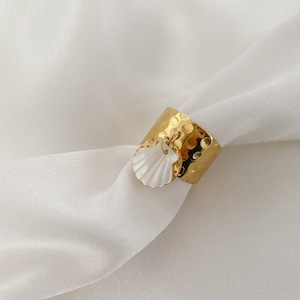 Verstellbarer Muschelring aus goldenem Edelstahl für Damen, verstellbarer Ring, Sommerring für Damen, Geschenk für Damen Bild 3