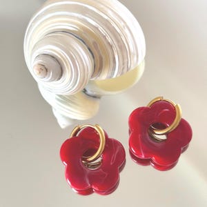 Gold Stainless Steel Flower Earrings for Women, Flower Hoops, Gift for Women