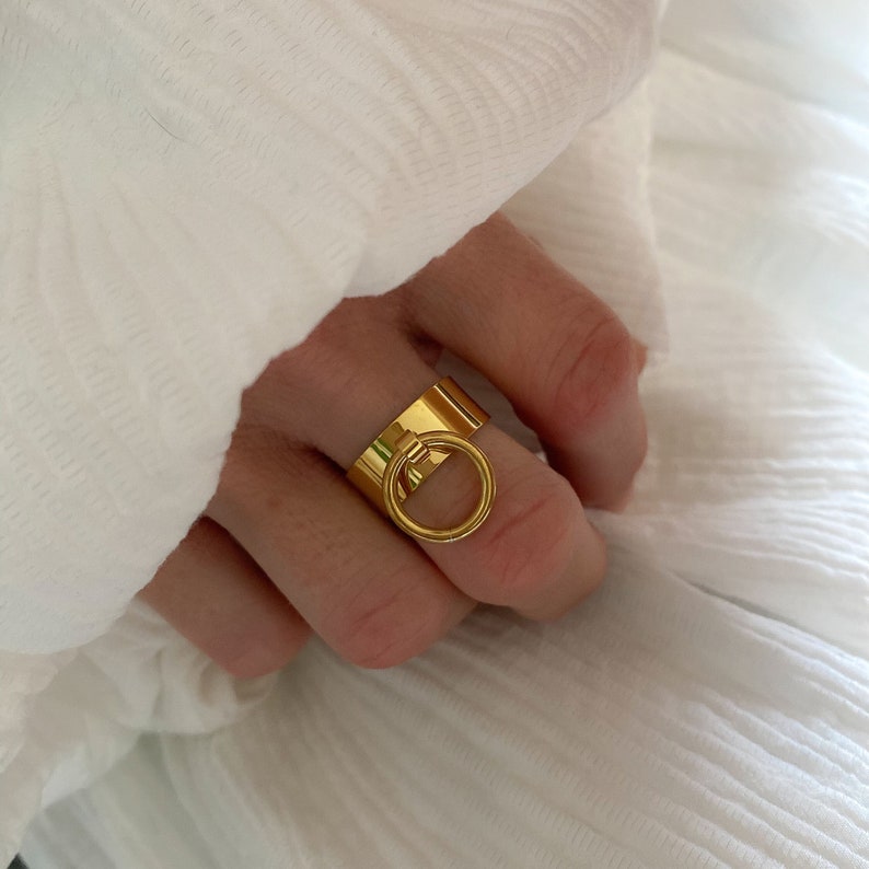Adjustable gold stainless steel tassel ring for women, adjustable, gift for women image 4