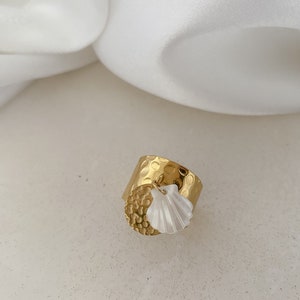 Verstellbarer Muschelring aus goldenem Edelstahl für Damen, verstellbarer Ring, Sommerring für Damen, Geschenk für Damen Bild 7