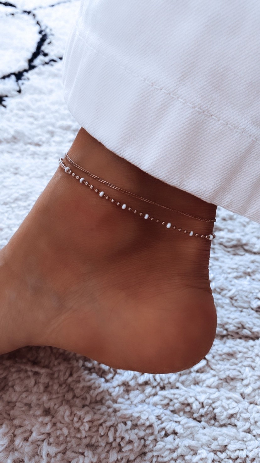 Double Chain Ankle Bracelet in Gold Stainless Steel for Women Etsy