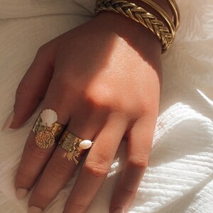 Verstellbarer Muschelring aus goldenem Edelstahl für Damen, verstellbarer Ring, Sommerring für Damen, Geschenk für Damen Bild 6