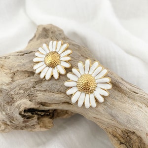 Flower earrings in gold stainless steel for women, flower ear studs, gift for women image 4