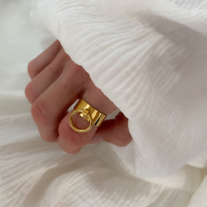 Adjustable gold stainless steel tassel ring for women, adjustable, gift for women image 5