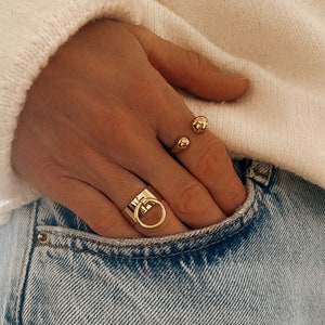 Adjustable gold stainless steel tassel ring for women, adjustable, gift for women image 2