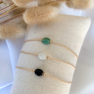 Fine gold-plated natural stone bracelet for women, moonstone bracelet, aventurine, obsidian, gift for women image 3