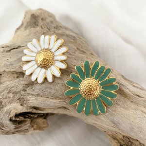 Flower earrings in gold stainless steel for women, flower ear studs, gift for women image 1