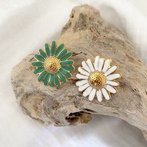 Flower earrings in gold stainless steel for women, flower ear studs, gift for women image 7