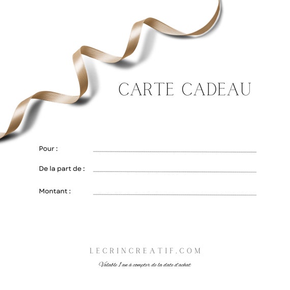 Carte-cadeau bijoux de 30 euros, cadeau de noël personnalisable