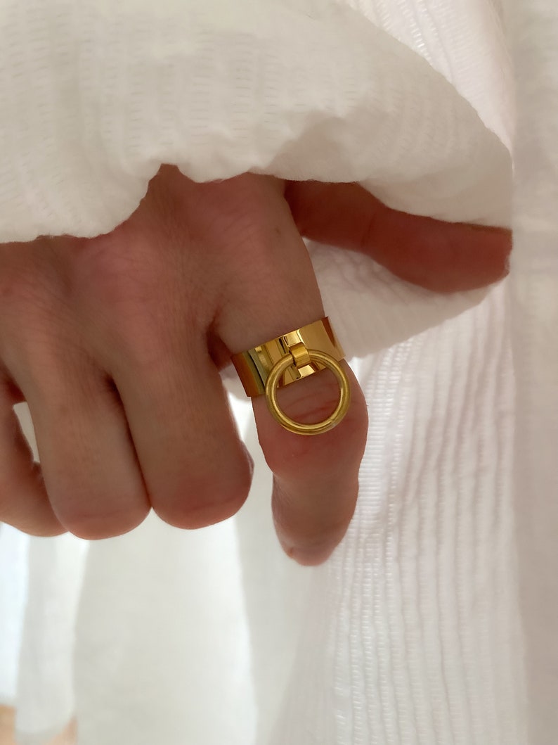 Adjustable gold stainless steel tassel ring for women, adjustable, gift for women image 1