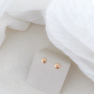 Mini puce d'oreille coquillage en plaqué or pour femme, boucle oreille minimaliste, petite boucle oreille, cadeau pour femme image 5