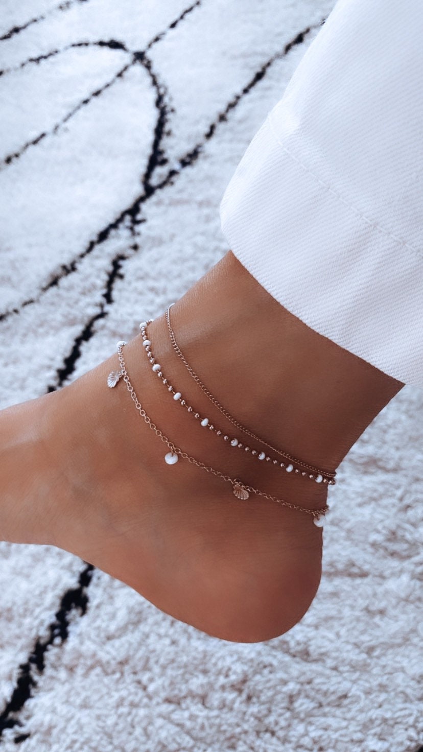 Double Chain Ankle Bracelet in Gold Stainless Steel for Women Etsy