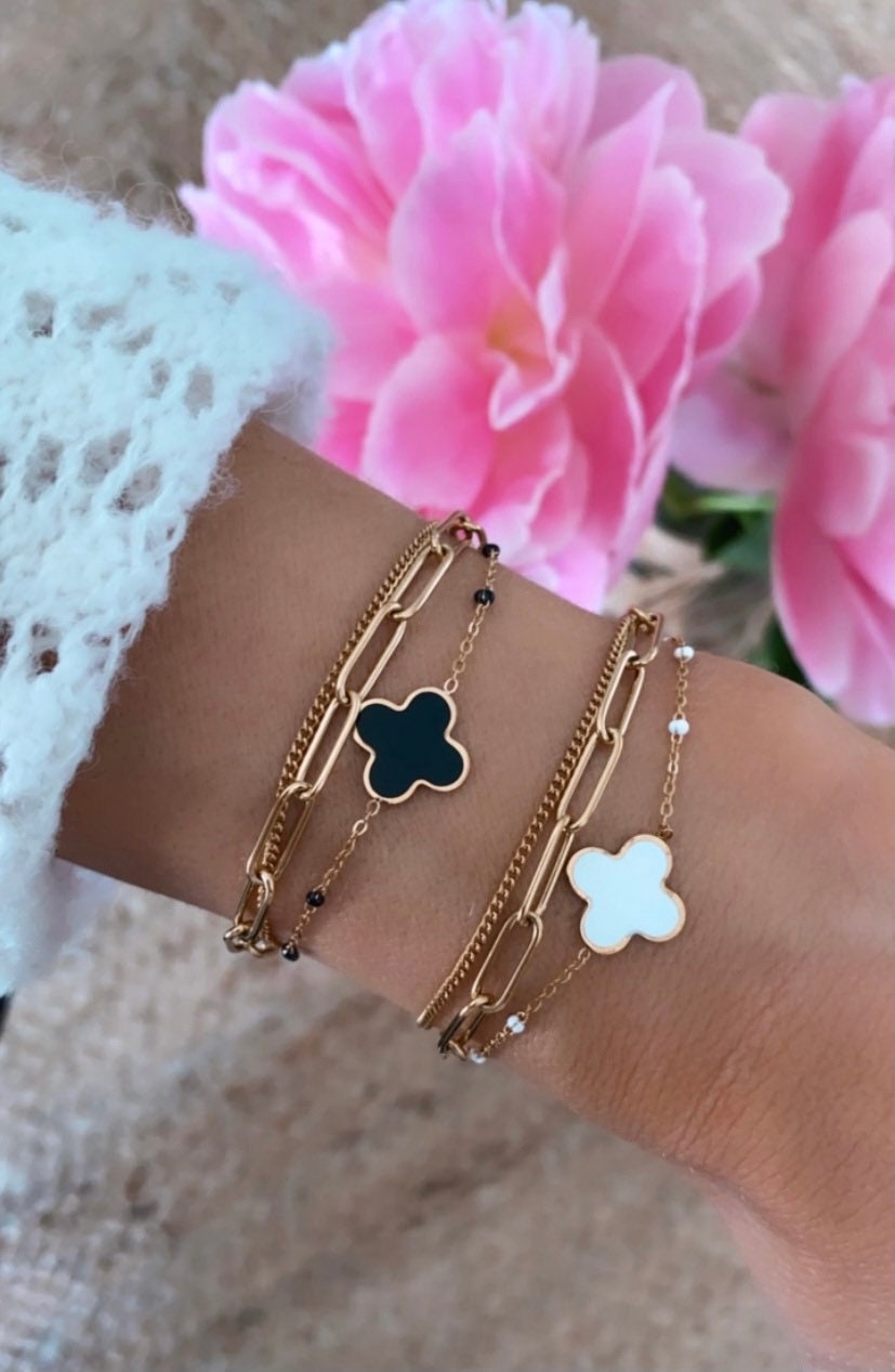 Multirangs stainless steel clover bracelet for women