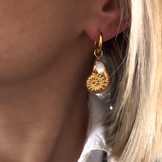 Orecchini A Goccia In Oro Con Madreperla Iridescente – Ipoallergenici In Argento 925 Placcato Oro, Piccoli E Versatili Per Ogni Occasione