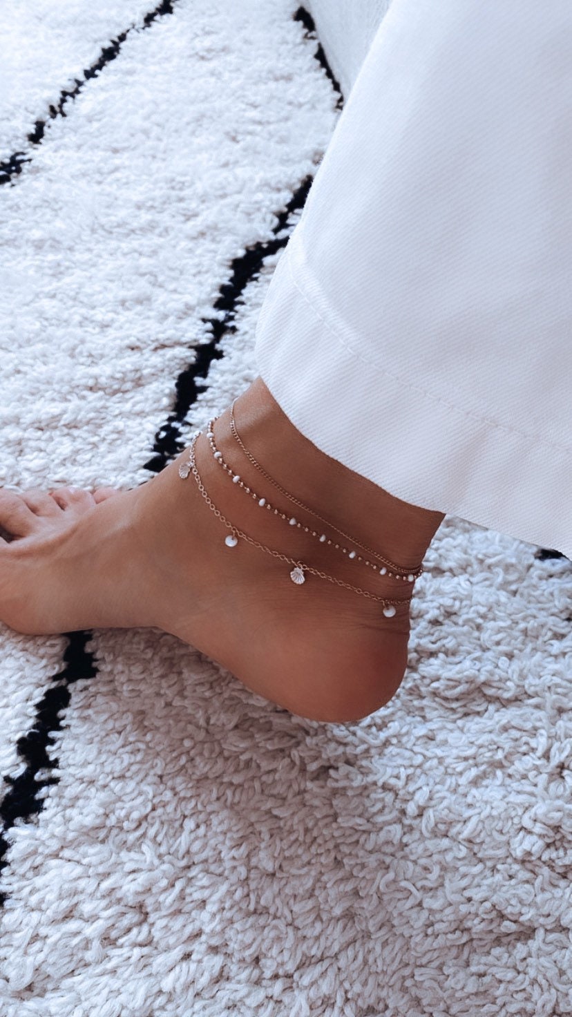 Double Chain Ankle Bracelet in Gold Stainless Steel for Women Etsy