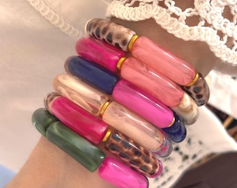 Colorful beaded bangle bracelet, elastic bracelet, trendy women's jewelry, colorful summer bracelet, layering bracelet, gift for women
