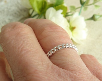 925 silver chain ring, curb chain, 2.8mm chain, ring, solid silver.