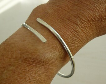 925 silver open bangle bracelet, 3mm full bangle, solid silver