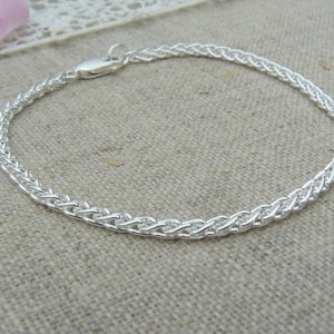 Pulseira de prata esterlina 925, corrente de orelha, corrente de trigo, corrente grossa, corrente grande, prata, presente, mulheres, homens
