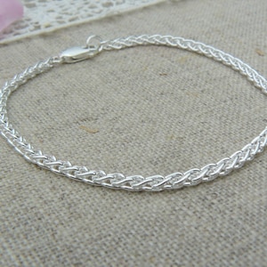 Bracelet argent massif 925 avec chaîne épi. image 1