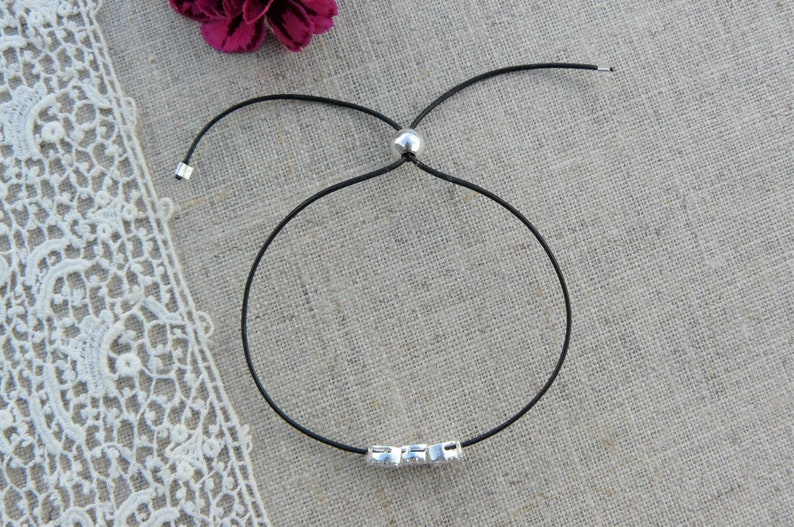 black leather cord Bolo bracelet with three solid silver passers with women/'s Zircons for girls