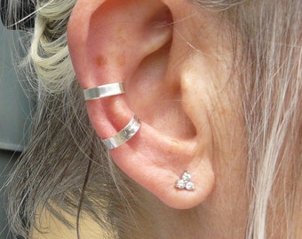 Solid 925 silver earring, silver earring, silver ear cuff, smooth or hammered, non-piercing earrings