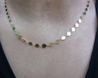 Solid 925 silver necklace, gold plated, fancy chain, round pellets.