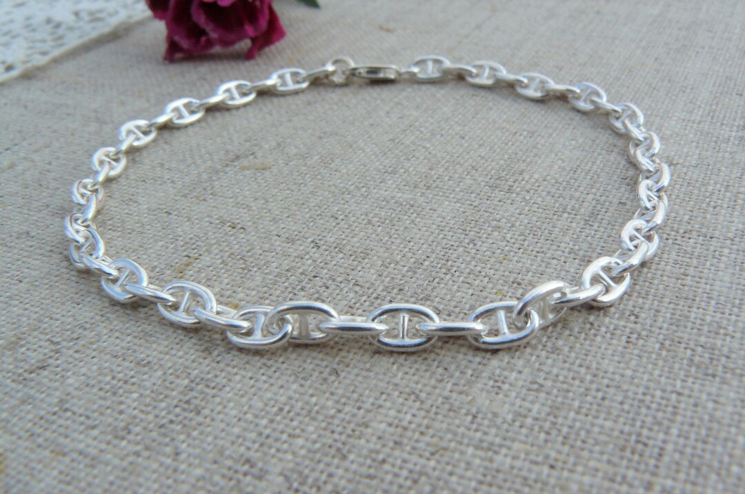 Bracelet argent massif chaîne marine, chaîne d'ancre, hommes, femmes