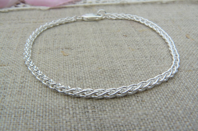 Bracelet argent massif 925 avec chaîne épi. image 5