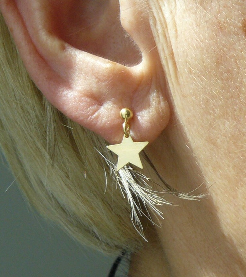 Boucles d'oreilles argent massif 925 plaqué or, clous d'oreilles argent plaqué or, étoiles argent plaqué or image 1