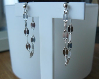 Puces d'oreilles argent 925, puces argent chaîne, boucles d'oreilles argent, chaîne argent médailles, pastilles