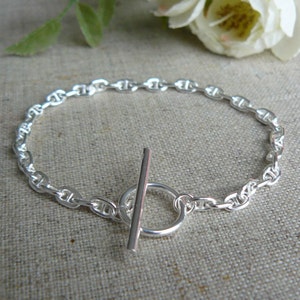 Sterling zilveren armband, marine schakelketting, T-sluiting, heren, dames