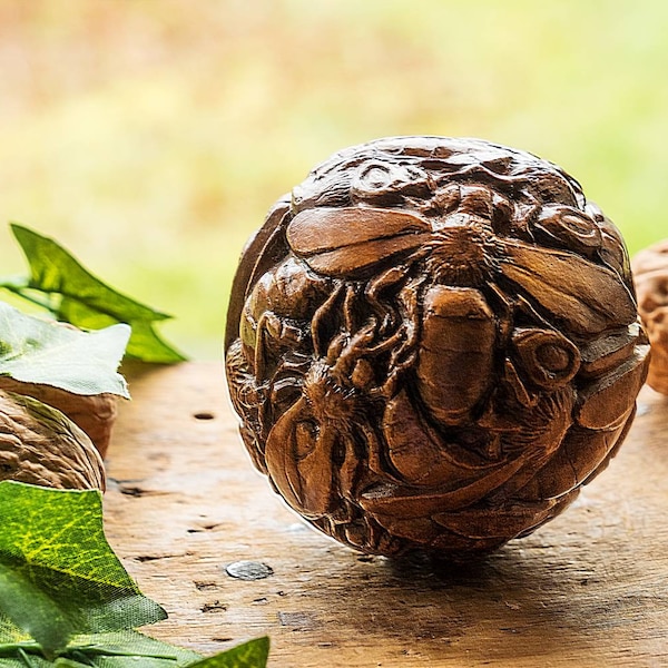 Bijenbol meditatie focus natuurlijke kunst bijenmindfulness geest dierlijke mindfulness honing Bijensnijwerk Tactiele kunst voor de hand en het hart bijenliefde