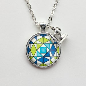 Circular Storm At Sea Quilt Block Necklace