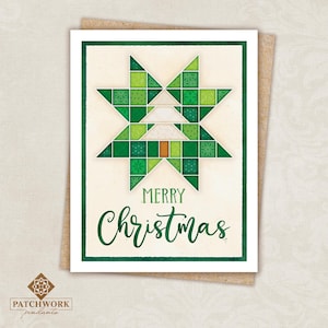 Carte de correspondance pliée en blocs de courtepointe d'arbre de Noël