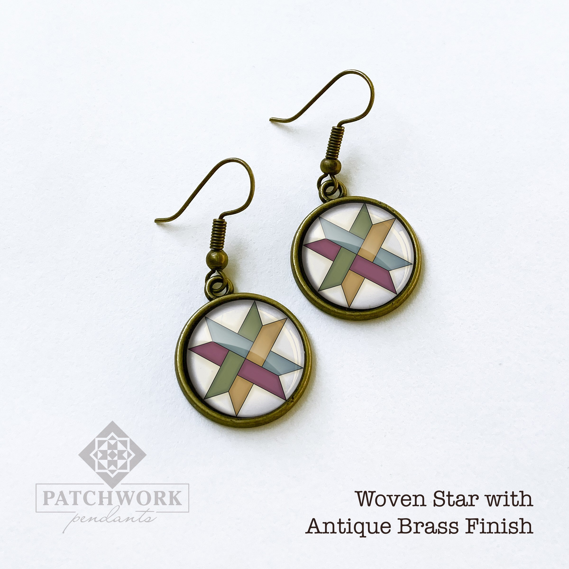 Circular Quilt Block Earrings Etsy